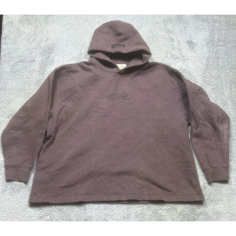 Essentials Fear Of God‎ Hoodie Men's Xl Brown Oversize Pullover Logo Sweatshirt
